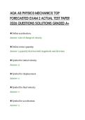 AQA AS PHYSICS MECHANICS TOP&NewLine;FORECASTED EXAM 2 ACTUAL TEST PAPER&NewLine;2026 QUESTIONS SOLUTIONS GRADED A&plus;