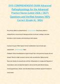 D115 COMPREHENSIVE EXAM Advanced Pathophysiology for the Advanced Practice Nurse &lpar;Latest 2026 &sol; 2027&rpar; Questions and Verified Answers 100&percnt; Correct &lpar;Grade A&rpar;- WGU&NewLine;&NewLine;&NewLine;