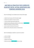 A&P HESI A2 PRACTICE TEST-COMPLETE&NewLine;EXAM SET WITH ACTUAL QUESTIONS AND&NewLine;VERIFIED ANSWERS 2026