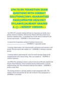 LPN TO RN TRANSITION EXAM &NewLine;QUESTIONS WITH CORRECT &NewLine;SOLUTIONS&vert;&vert;100&percnt; GUARANTEED &NewLine;PASS&vert;&vert;UPDATED 2026&sol;2027 &NewLine;SYLLABUS&vert;&vert;ALREADY GRADED &NewLine;A&plus;&vert;&vert;<<NEWEST VERSION>>