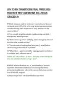 LPN TO RN TRANSITIONS FINAL PAPER 2026&NewLine;PRACTICE TEST QUESTIONS SOLUTIONS&NewLine;GRADED A&plus;