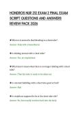 HONDROS NUR 212 EXAM 2 FINAL EXAM&NewLine;SCRIPT QUESTIONS AND ANSWERS&NewLine;REVIEW PACK 2026