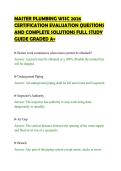 MASTER PLUMBING WSSC 2026&NewLine;CERTIFICATION EVALUATION QUESTIONS&NewLine;AND COMPLETE SOLUTIONS FULL STUDY&NewLine;GUIDE GRADED A&plus;