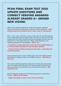 PCHA FINAL EXAM TEST 2026 UPDATE QUESTIONS AND CORRECT VERIFIRD ANSWERS ALREADY GRADED A&plus; &lpar;BRAND NEW VISION&rpar;