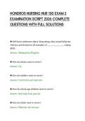 HONDROS NURSING NUR 150 EXAM 2&NewLine;EXAMINATION SCRIPT 2026 COMPLETE&NewLine;QUESTIONS WITH FULL SOLUTIONS&NewLine;