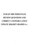 NUR 631 MID TERM EXAM&NewLine;REVIEW QUESTIONS AND&NewLine;CORRECT ANSWERS LATEST&NewLine;UPDATE 2026&sol;2027 GRADED A&plus; &period;