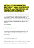 MATH 225N STATISTICS WEEK FOUR&NewLine;CONTINGENCY TABLES COMPREHENSIVE&NewLine;TEST PAPER 2026 FULL QUESTIONS AND&NewLine;VERIFIED SOLUTIONS GRADED A&plus;