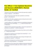 Fire Officer 1 Test Updated Questions&NewLine;and Answers &lpar;2026&sol;2027&rpar; &vert; Review&NewLine;Guide &vert; A&plus; Verified