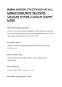 HUMAN ANATOMY 5TH EDITION BY MICHAEL&NewLine;MCKINLEY FINAL PAPER 2026 SOLVED&NewLine;QUESTIONS WITH FULL SOLUTION ALREADY&NewLine;PASSED&NewLine;