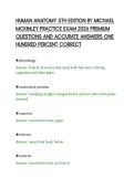 HUMAN ANATOMY 5TH EDITION BY MICHAEL&NewLine;MCKINLEY PRACTICE EXAM 2026 PREMIUM&NewLine;QUESTIONS AND ACCURATE ANSWERS ONE&NewLine;HUNDRED PERCENT CORRECT
