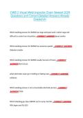 CWB 2 Visual Weld Inspector Exam Newest 2026 &NewLine;Questions and Correct Detailed Answers Already &NewLine;Graded A&plus; 