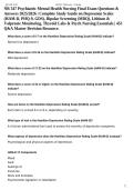 NR 547 Psychiatric Mental Health Nursing Final Exam Questions & Answers 2025&sol;2026 &vert; Complete Study Guide on Depression Scales &lpar;HAM-D&comma; PHQ-9&comma; GDS&rpar;&comma; Bipolar Screening &lpar;MDQ&rpar;&comma; Lithium & Valproate Monitoring&comma; Thyroid Labs & Psych Nursing Essentials &vert; 453 Q&A M