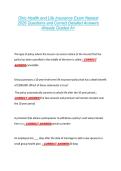Ohio Health and Life Insurance Exam Newest &NewLine;2026 Questions and Correct Detailed Answers &NewLine;Already Graded A&plus; 