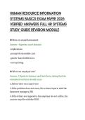 HUMAN RESOURCE INFORMATION&NewLine;SYSTEMS BASICS EXAM PAPER 2026&NewLine;VERIFIED ANSWERS FULL HR SYSTEMS&NewLine;STUDY GUIDE REVISION MODULE
