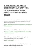 HUMAN RESOURCE INFORMATION&NewLine;SYSTEMS BASICS EXAM SCRIPT FINAL&NewLine;PAPER 2026 COMPLETE SOLVED&NewLine;QUESTIONS HR ANALYTICS INSIGHT&NewLine;TOOLKIT