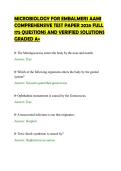 MICROBIOLOGY FOR EMBALMERS AAMI&NewLine;COMPREHENSIVE TEST PAPER 2026 FULL&NewLine;175 QUESTIONS AND VERIFIED SOLUTIONS&NewLine;GRADED A&plus;