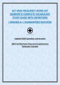 SAT HIGH-FREQUENCY WORD LIST &lpar;BARRON&rsquo;S&rpar; COMPLETE VOCABULARY STUDY GUIDE WITH DEFINITIONS
