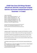 USABO Open Exam USA Biology Olympiad Official Exam 2026&sol;2027 Actual Exam Complete Questions and Answers Detailed Rationales Pass Guaranteed - A&plus; Graded