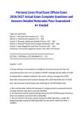 Personal Lines Final Exam Official Exam 2026&sol;2027 Actual Exam Complete Questions and Answers Detailed Rationales Pass Guaranteed - A&plus; Graded