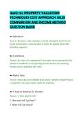 IAAO 102 PROPERTY VALUATION&NewLine;TECHNIQUES COST APPROACH SALES&NewLine;COMPARISON AND INCOME METHOD&NewLine;QUESTION BANK&NewLine;