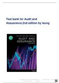 Audit and Assurance 2nd Edition Test Bank by Leung &ndash; Complete Exam Questions and Answers for All Chapters