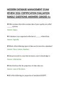 MODERN DATABASE MANAGEMENT EXAM&NewLine;REVIEW 2026 CERTIFICATION EVALUATION&NewLine;BUNDLE QUESTIONS ANSWERS GRADED A&plus;