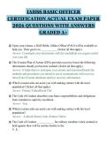 IAHSS BASIC OFFICER&NewLine;CERTIFICATION ACTUAL EXAM PAPER&NewLine;2026 QUESTIONS WITH ANSWERS&NewLine;GRADED A&plus;