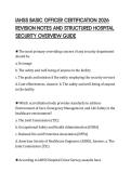 IAHSS BASIC OFFICER CERTIFICATION 2026&NewLine;REVISION NOTES AND STRUCTURED HOSPITAL&NewLine;SECURITY OVERVIEW GUIDE