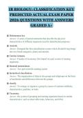 IB BIOLOGY&colon; CLASSIFICATION KEY&NewLine;PREDICTED ACTUAL EXAM PAPER&NewLine;2026 QUESTIONS WITH ANSWERS&NewLine;GRADED A&plus;