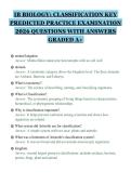 IB BIOLOGY&colon; CLASSIFICATION KEY&NewLine;PREDICTED PRACTICE EXAMINATION&NewLine;2026 QUESTIONS WITH ANSWERS&NewLine;GRADED A&plus;&NewLine;