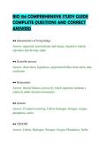 BIO 156 COMPREHENSIVE STUDY GUIDE&NewLine;COMPLETE QUESTIONS AND CORRECT&NewLine;ANSWERS&NewLine;