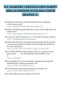 ICC MASONRY CERTIFICATION SCRIPT&NewLine;2026 QUESTIONS WITH SOLUTIONS&NewLine;GRADED A&plus;&NewLine;