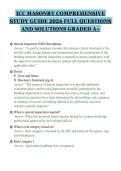 ICC MASONRY COMPREHENSIVE&NewLine;STUDY GUIDE 2026 FULL QUESTIONS&NewLine;AND SOLUTIONS GRADED A&plus;&NewLine;