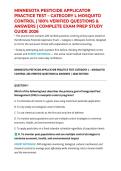 MINNESOTA PESTICIDE APPLICATOR PRACTICE TEST &ndash; CATEGORY L MOSQUITO CONTROL &vert; 100&percnt; VERIFIED QUESTIONS & ANSWERS &vert; COMPLETE EXAM PREP STUDY GUIDE 2026