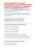 HESI A2 GRAMMAR ACTUAL EXAM QUESTIONS 2026 &vert; 100&percnt; VERIFIED ANSWERS & COMPLETE SOLUTIONS &vert; A&plus; GRADED HESI A2 ENGLISH GRAMMAR PRACTICE TEST