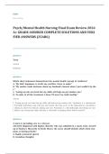 NUR 2488 mental health nursing EXAM A&plus; GRADE ASSURED COMPLETE SOLUTIONS AND VERIFIED ANSWERS