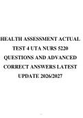 HEALTH ASSESSMENT ACTUAL&NewLine;TEST 4 UTA NURS 5220&NewLine;QUESTIONS AND ADVANCED&NewLine;CORRECT ANSWERS LATEST&NewLine;UPDATE 2026&sol;2027