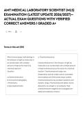 AMT Medical Laboratory Scientist &lpar;MLS&rpar; Examination &vert; Latest Update 2026&sol;2027 &vert; 210 Actual Exam Questions with Verified Correct Answers &vert; Graded A&plus;