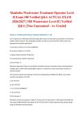Manitoba Wastewater Treatment Operator Level II Exam 100 Verified Q&A ACTUAL EXAM 2026&sol;2027 &vert; MB Wastewater Level II &vert; Verified Q&A &vert; Pass Guaranteed - A&plus; Graded