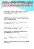 WGU D664 LEARNERS AND LEARNING SCIENCE OBJECTIVE ASSESSMENT EXAM &vert;GUARANTEED ACCURATE ANSWERS &vert;UPDATED 2026 &vert;VERIFIED