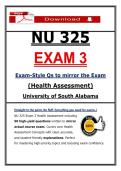 NU 325 Exam 3 &lpar;PDF&rpar; &vert; &lpar;Updated&rpar; Health Assessment Exam-Style Questions