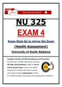 NU 325 Exam 4 &lpar;PDF&rpar; &vert; &lpar;Updated&rpar; Health Assessment Exam-Style Questions
