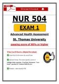 NUR 504 Exam 1 &ndash; Advanced Health Assessment &ndash; St&period; Thomas University