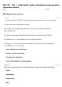 GLPH 385 &ndash; Quiz 1 &ndash; public health concepts&comma; foundational review questions&comma; and revision material