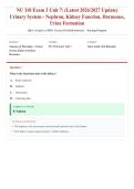 NU 110 Exam 3 Unit 7 &lpar;Latest 2026&sol;2027 Update&rpar; &vert; Urinary System&comma; Nephron Function&comma; Kidney Physiology&comma; Hormones & Urine Formation &vert; Anatomy & Physiology Nursing Review &vert; Exam Questions & Answers &vert; Grade A&plus;