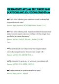 ICC MASONRY ACTUAL TEST PAPER 2026&NewLine;QUESTIONS AND SOLUTIONS GRADED A&plus;