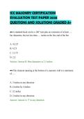ICC MASONRY CERTIFICATION&NewLine;EVALUATION TEST PAPER 2026&NewLine;QUESTIONS AND SOLUTIONS GRADED A&plus;