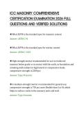 ICC MASONRY COMPREHENSIVE&NewLine;CERTIFICATION EXAMINATION 2026 FULL&NewLine;QUESTIONS AND VERIFIED SOLUTIONS&NewLine;