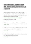 ICC MASONRY EXAMINATION SCRIPT&NewLine;2026 COMPLETE QUESTIONS WITH FULL&NewLine;SOLUTIONS