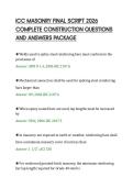 ICC MASONRY FINAL SCRIPT 2026&NewLine;COMPLETE CONSTRUCTION QUESTIONS&NewLine;AND ANICC MASONRY FINAL SCRIPT 2026&NewLine;COMPLETE CONSTRUCTION QUESTIONS&NewLine;AND ANSWERS PACKAGE&NewLine;SWERS PACKAGE&NewLine;